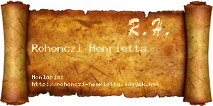 Rohonczi Henrietta névjegykártya